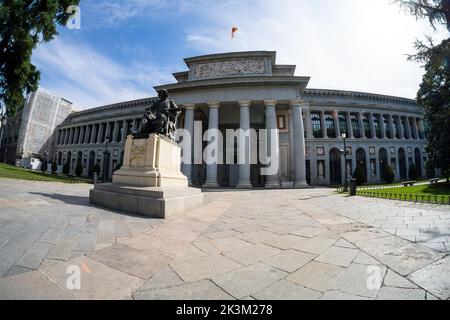 Madrid, Spain, September 2022. The statue of Velasquez in front of the Prado Museum in the city center Stock Photo