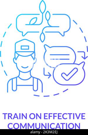 Train on effective communication blue gradient concept icon Stock Vector