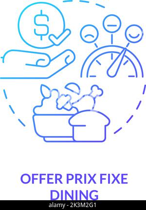 Offer prix fixe dining blue gradient concept icon Stock Vector