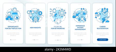 Advantages for mentors blue onboarding mobile app screen Stock Vector
