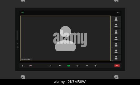 Video conferencing user interface. Application for social communication. Video conferencing window overlay. Video Call Template. Vector illustration. Stock Vector