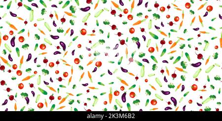 Vector seamless pattern with colorful tasty eco friendly vegetables. Healthy food and lifestyle design. Vegetarian healthy food. Perfect for design pa Stock Vector