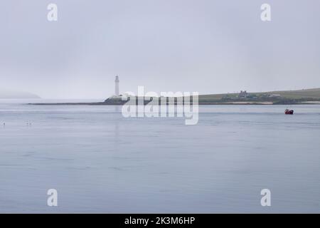 View of Hoy High Lighthouse from the NorthLink Ferries ,  isle of Graemsay  Orkney, Scotland, UK Stock Photo