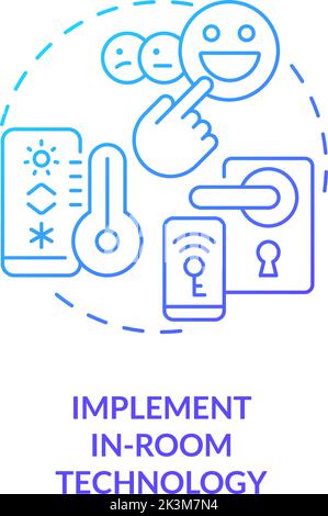 Implement in-room technology blue gradient concept icon Stock Vector