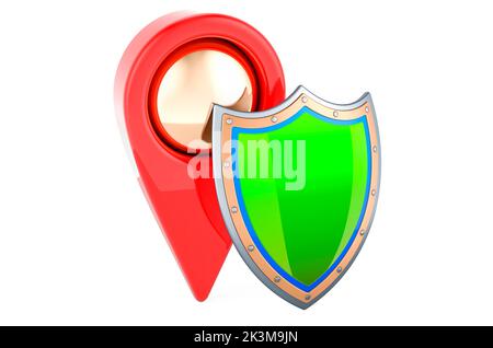 Map pointer warranty concept, 3D rendering isolated on white background ...