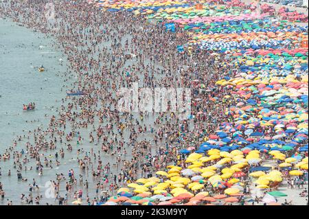 Crowded beach in Lima, Peru Stock Photo