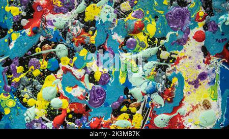 Texture created with paint of vibrant and diverse colors that create an ideal chromatic mix for textures and backgrounds and applications in graphic d Stock Photo