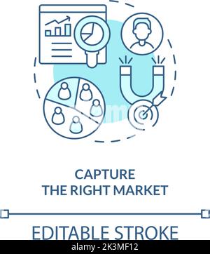 Capture right market turquoise concept icon Stock Vector