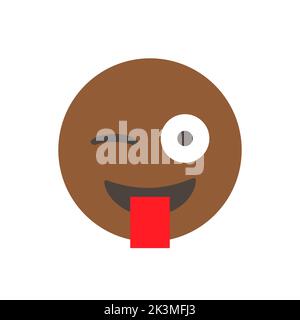 Crazy, Stuck out tongue winking eye. Vector illustration. emoji. 3D emoticon for web. for emoticon characters design collection. for interface Stock Vector