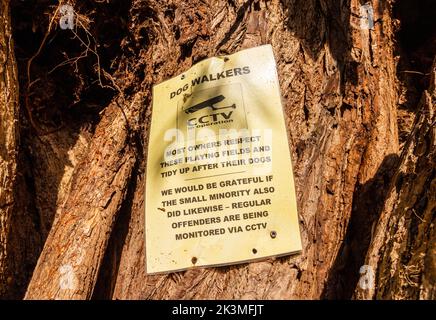 dog fouling notice CCTV Stock Photo