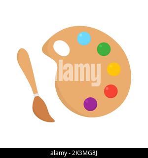 Paint brush with palette. Vector isolated on white. Stock Vector