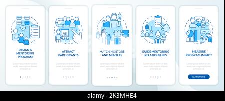 Aspects of successful coaching blue onboarding mobile app screen Stock Vector