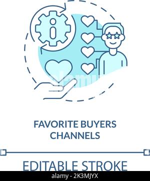 Favorite buyers channels turquoise concept icon Stock Vector