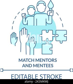 Match mentors and mentees turquoise concept icon Stock Vector