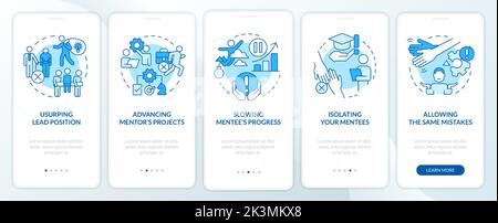 Ethical issues in mentoring blue onboarding mobile app screen Stock Vector