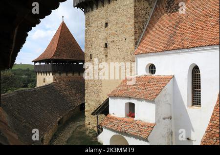 Historic Viscri Citadel and fortified church in Transylvania, Romania Stock Photo