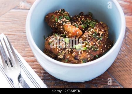 Drinks and Food at a new modern bar in san francisco Stock Photo