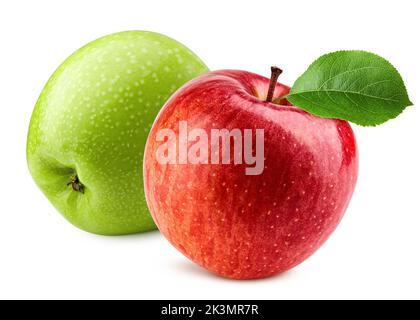 red and green apples, isolated on white background, clipping path, full depth of field Stock Photo