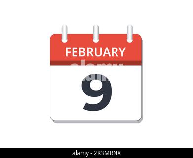 Icon calendar day - 9 February. 9th days of the month, vector ...
