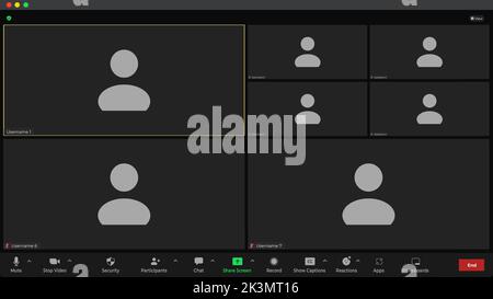 Online video call interface template with user icon. Video calls window overlay. Video call screen mockup. Video Call. Vector UI screen. Stock Vector