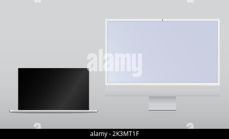 Computer display with blank screen. Screen computer monitor. Blank screen for text, design. PNG. Modern browser window design. Mockup display. Stock Vector