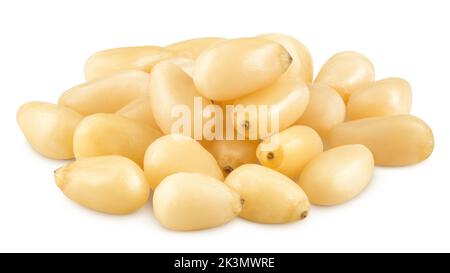 Pine nuts isolated on white background, clipping path, full depth of field Stock Photo