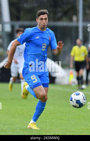 26th September 2022; Stadio Teofilo Patini, Castel di Sangro Italy; Friendly match U21 2022 football, Italy versus Japan; Luca Moro of Italy Stock Photo