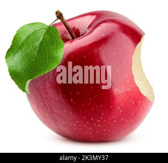 Red apple bite isolated on white background, clipping path, full depth of field Stock Photo