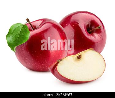 Red apple isolated on white background, clipping path, full depth of field Stock Photo