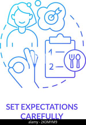 Set expectations carefully blue gradient concept icon Stock Vector