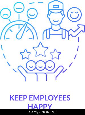 Keep employees happy blue gradient concept icon Stock Vector