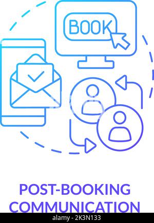 Post-booking communication blue gradient concept icon Stock Vector