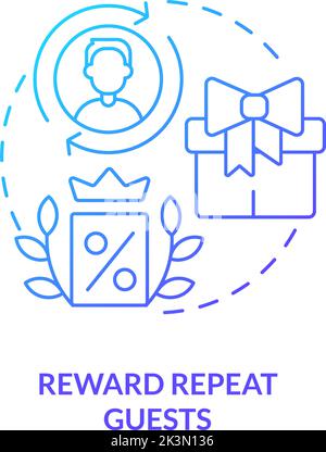 Reward repeat guests blue gradient concept icon Stock Vector