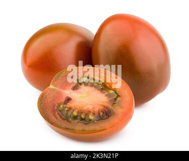 kumato black tomato, cherry, isolated on white background, clipping path, full depth of field Stock Photo