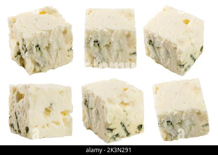 blue cheese, isolated on white background, clipping path, full depth of field Stock Photo