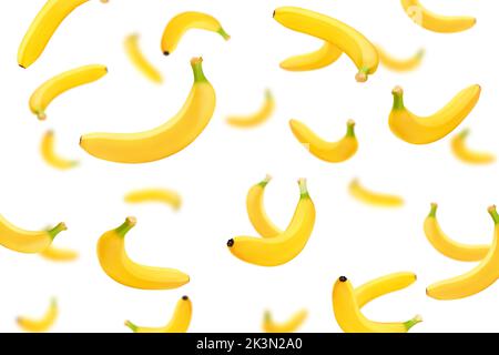 Falling banana isolated on white background, selective focus Stock Photo