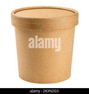 Eco paper tableware soup cup, food container, isolated on white background, clipping path, full depth of field Stock Photo