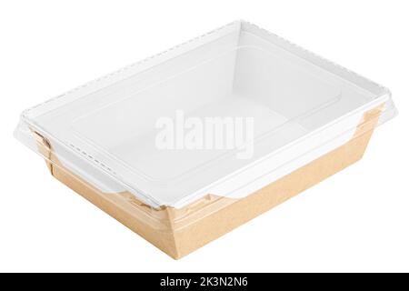 Eco paper tableware, food container, isolated on white background, clipping path, full depth of field Stock Photo
