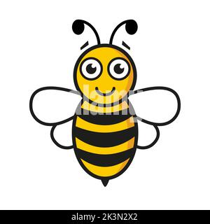 Bee character. Happy bumblebee insect. Vector illustration isolated on white. Stock Vector