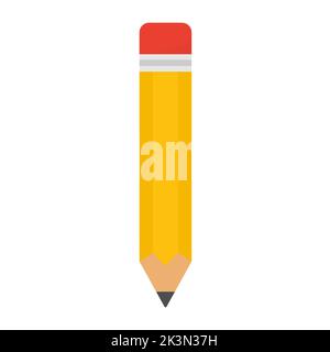 Pencil with red rubber. Education element. Vector isolated on white background. Stock Vector