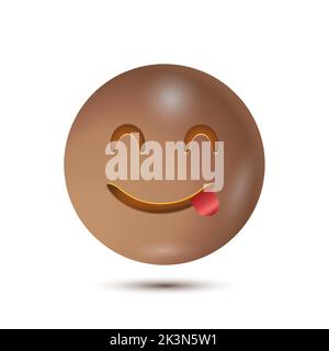 Tasty, deliciuos, yum. funny yellow emoticon. emoji. 3D emoticon for web. for emoticon characters design collection. for interface Stock Vector