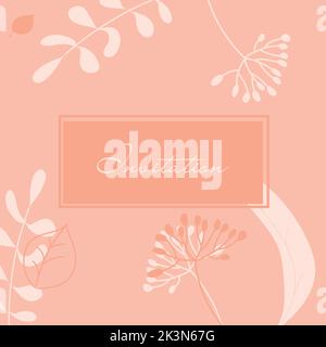pink color invitation with flowers and frame Stock Vector