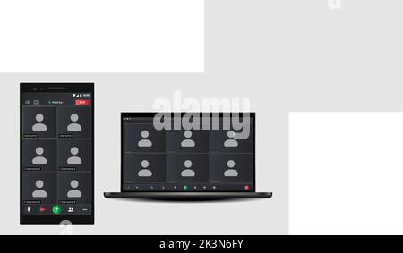 Video chat user interface. User web video call window. Communication windows for app and desktop. Video Call. Talking user frame on screen. Stock Vector