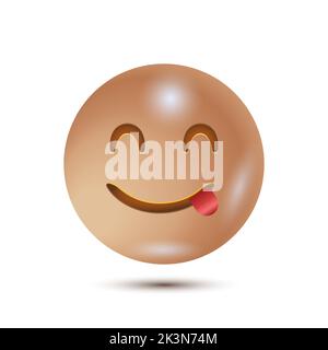 Tasty, deliciuos, yum. funny yellow emoticon. smiling emoticon character design. isolated in white background. Vector Emoticon. for ui interface Stock Vector