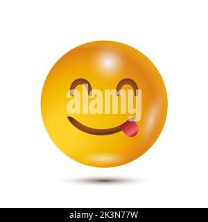 Tasty, deliciuos, yum. Vector illustration. smiling emoticon character design. isolated in white background. Vector Emoticon. for app Stock Vector