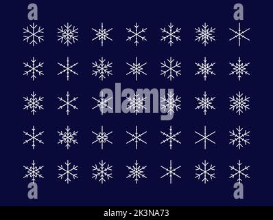 Vector set of different snowflakes. Vector illustration Stock Vector