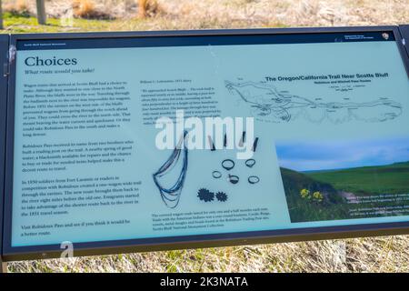 A description board in Scotts Bluffs National Monument, Nebraska Stock Photo