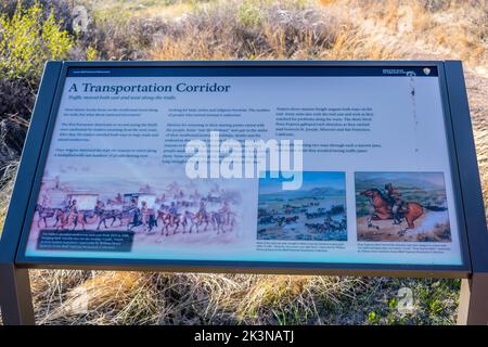 A description board in Scotts Bluffs National Monument, Nebraska Stock Photo