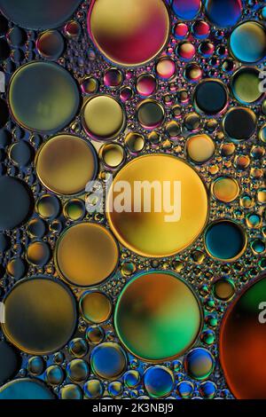 colorful circles with water and oil, multicolored background Stock Photo
