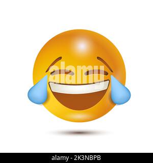 Face with tears of joy, haha emoji. funny yellow emoticon. emoji. isolated in white background. Vector Emoticon. for web interface Stock Vector